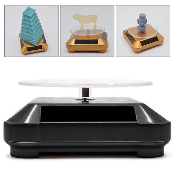 Solcelled Displaystativ Dreieskive, Batteri Dobbelt Brukt Roterende Display for Smykker Spinner Klokker Hobby Samling Hylle