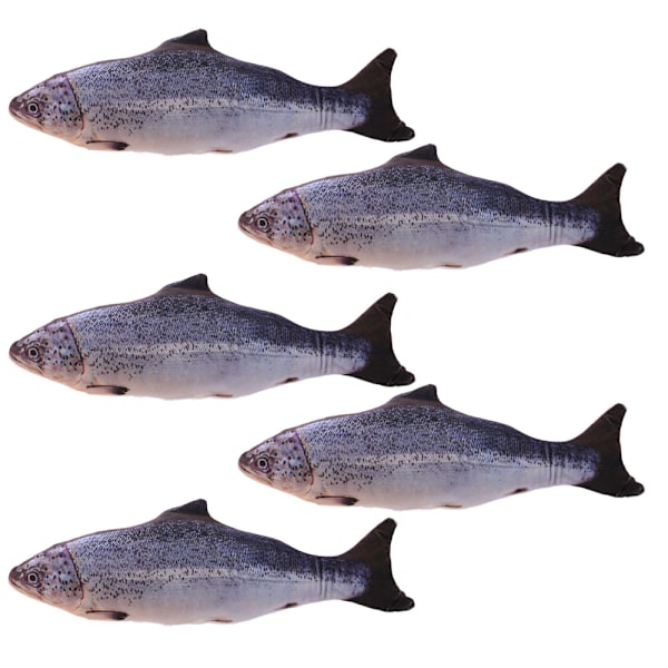 5 stk kattemynteleker som simulerer fiskeform, myke kattemynte interaktive dyreputer tyggetilbehør