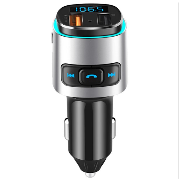 V5.0 Bluetooth FM-lähetin autoon, QC3.0 & LED-taustavalaistu langaton Bluetooth-sovitin musiikkisoitin/autosarja handsfree-puheluilla