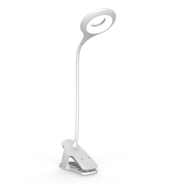 Liten bordlampe, bærbar trådløs klemmelampe med øyebeskyttelse, USB-oppladbar LED-skrivebordslampe, klemmelysdimming, tre-trinns dimming / dimming