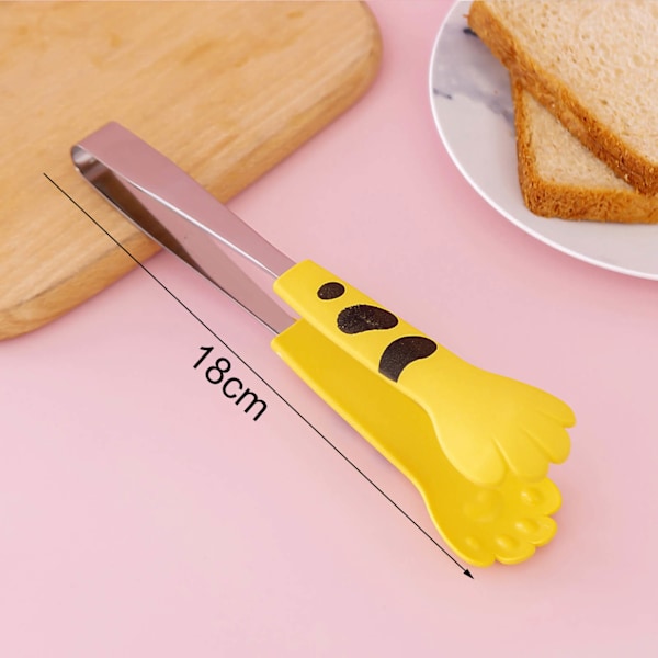 Kök Matlagning Klämma, Söt Tass Form Rostfritt Stål Sallad Grill Mat Klämma, Gul