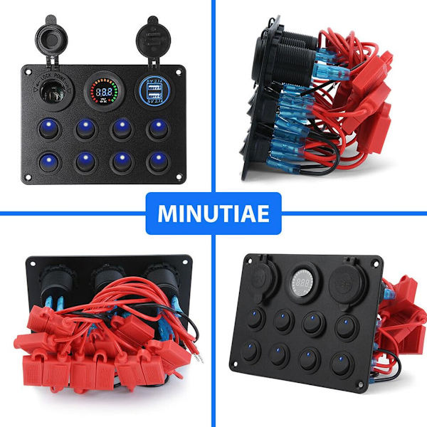 Vippekontaktpanel 12-24V Dobbelt USB-opladerstik med LED Voltmeter Vippekontaktpanel til Bil Båd