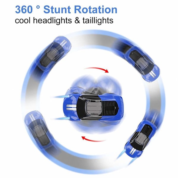 Fjernstyret Bil, Fjernstyret 360° Vægklatrende Bil, Transformationsrobot, Fjernstyret Børnebil med LED-lys, Indendørs Udendørs Gaver (Blå)