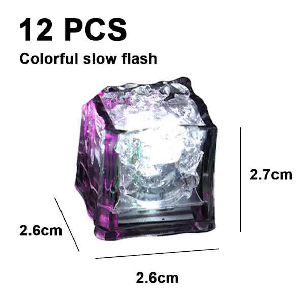Valaisevat LED-jääpalat (12 kpl) Colorful slow flash