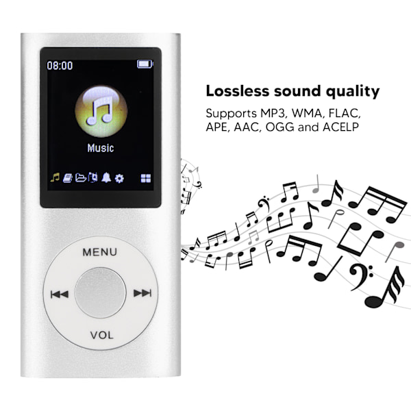 MP3-spelare, snygg, multifunktionell, förlustfri ljud, smal 1,8-tums LCD-skärm, bärbar MP4 MP3-musikspelare