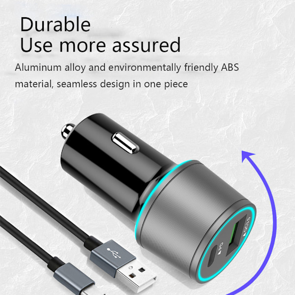 USB C Autolaturi, Kaksois-Type-C PD Autolaturi Power Delivery & Quick Charge 3.0 iPhone 11/11 Pro/11 Pro MAX/XS/XR/X/8, iPad Pro/Air/Mini, Galaxy -laitteille