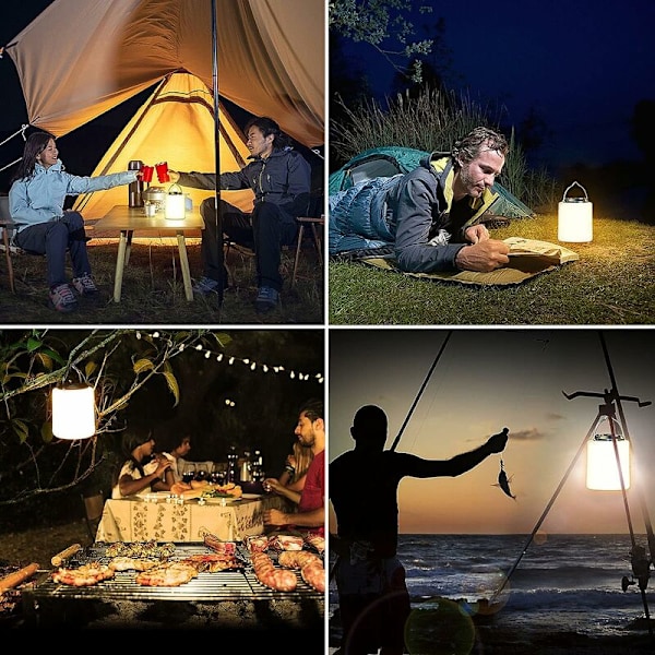 Genopladelig Campinglampe, Genopladelig LED Campinglampe - Varmt Hvidt Lys, Justerbar Lysstyrke, Vandtæt Bærbart Teltlys til