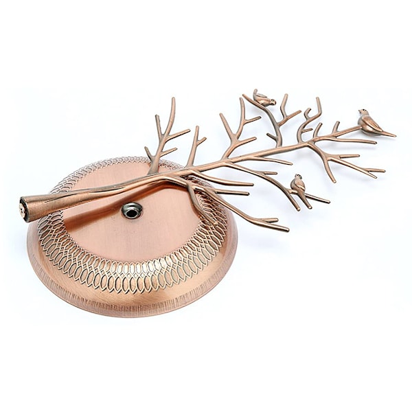 Lille Fugle Træ Smykker Ørering Halskæde Display Stand Smykke Opbevaringstårne Legering Træ Display Stand