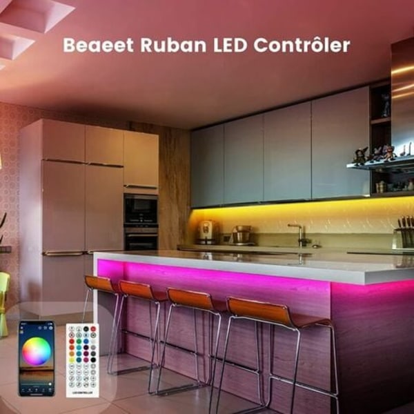 LED Strip 15m, LED Værelse Multicolor LED Strip 5050 RGB LED Lys, LED Strip Med Fjernbetjening Bluetooth App Til At Kontrollere LED Strippen I
