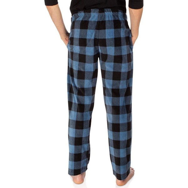 3-pack rutiga herrpyjamasbyxor set botten fleece lounge sovplagg PJs med fickor mikrofleece
