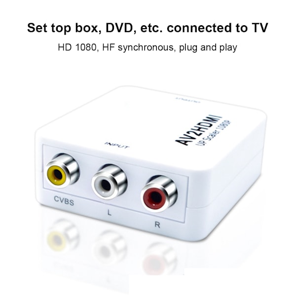 RCA Komposit CVBS AV til HDMI Video Audio Konverter Adapter til Kamera DVD VHS VCR PSP Xbox PS2 til Ny Skærm eller Projektor