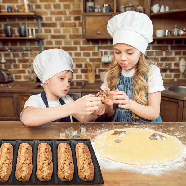 Silikon Perforerte Bakeformer Sandwichform Fransk Baguette Brødform Matmatte 5 Loaf Non-Stick Bakeunderlag