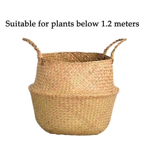 Søgræs fletkurv Fletkurv Blomsterpotte Foldbar kurv Vasketøjskurv BG