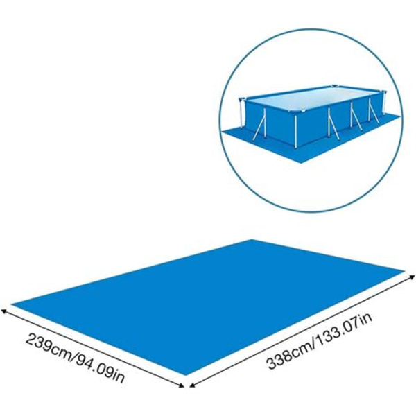 Marköverdrag för rektangulär pool - Poolmatta för trädgårdsmöbler, pool, studsmatta - Fällbar och vattentät - 338 x