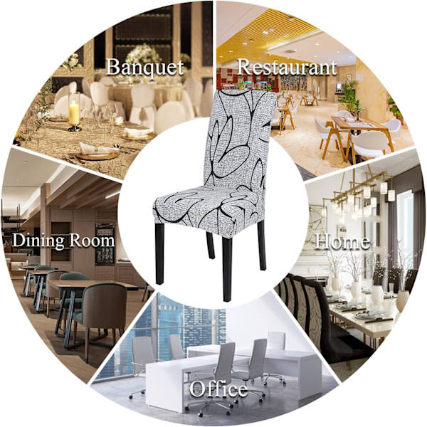 Stretch Stolskydd Set om 4 Matstolar Överdrag Universell Tvättbar Modern Klädsel Stolskydd för Matsal Dekor Restaurang Hotell Bukett, Grå