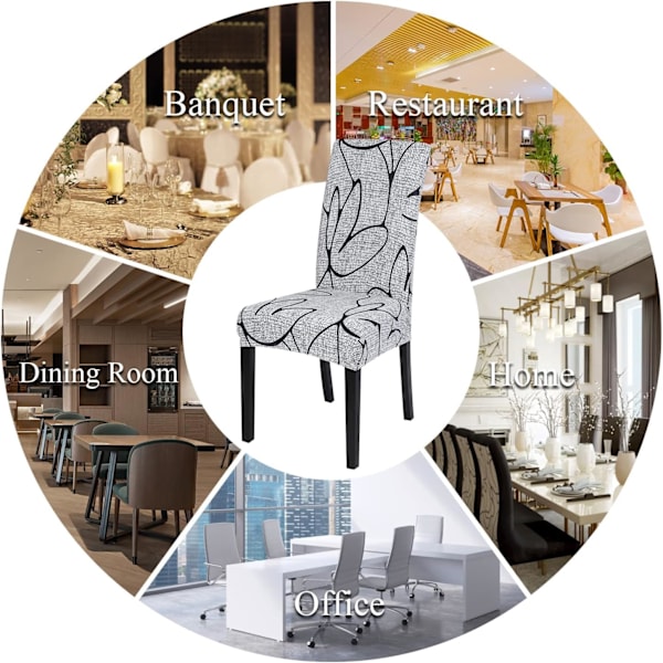 Stretchy Stoltrekk Sett med 4 Spisestoltrekk Universal Vaskbar Moderne Trekk Stoltrekk for Spisestue Dekor Restaurant Hotell Bukett, Grå