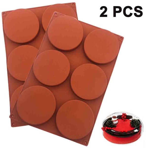 2 stk. 6 store skiver 10 cm silikone kageform chokolade dessertbageform vibrerende samme afsnit krammerulle bageværktøj