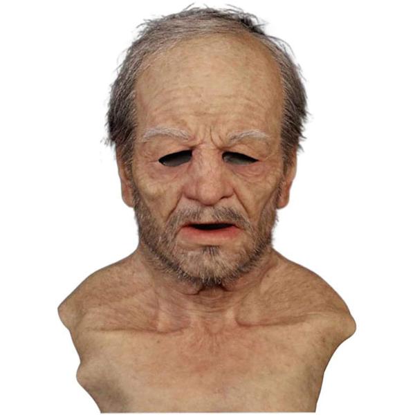 Halloween Latex Gammal Man Ansiktsmask Halloween Maskeraddräkt Huvud för Maskerad Realistisk Huvudbonad