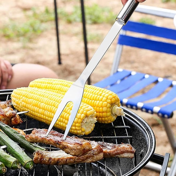 3-delat grillverktyg i rostfritt stål, grillspatel, tång, gaffel, professionellt grillset