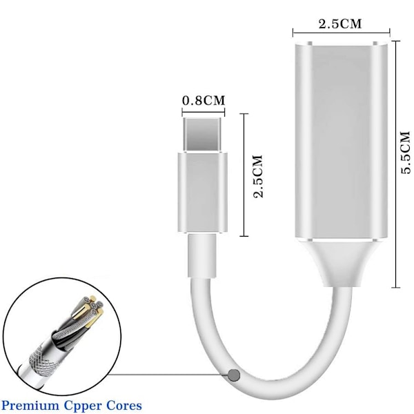USB C til HDMI Adapter, 4K Type-C til HDMI Adapter (Thunderbolt 3 Kompatibel) med Video Audio Output til MacBook Pro 2019/2018/2017, Note 9/S9/Note