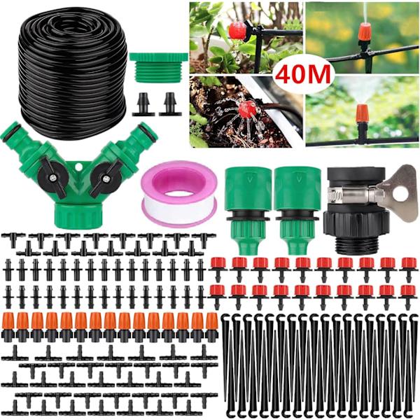 158 stk. Mikro Drypvanding Vandingssæt Havevandingssystem, 40M Mikro Vandingssystem Drypvandingssæt, DIY Vandingssæt til Have