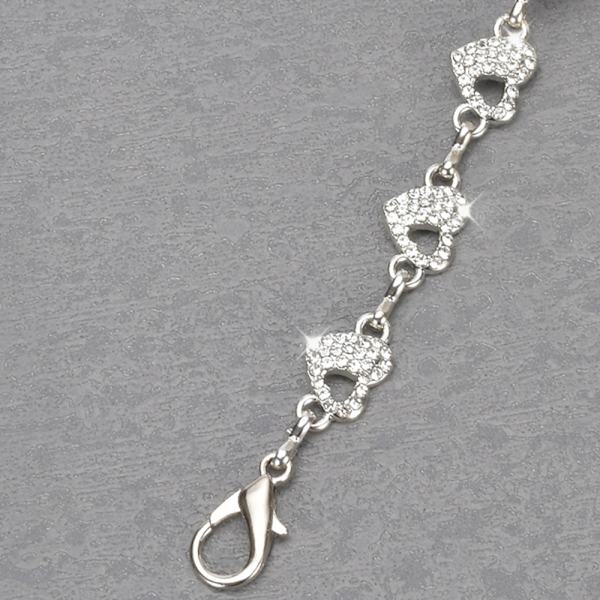 Tyndt metalbælte med rhinestone perlehjerte sæt - 11035 - Style A