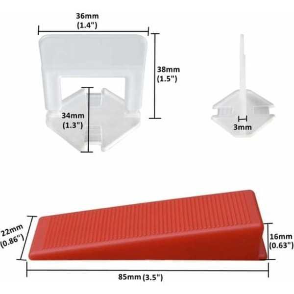 Flisenivelleringssystem 1/8 flisenivelleringsafstandsstykke med flisetang, 300 clips flisenivelleringsafstandsstykker