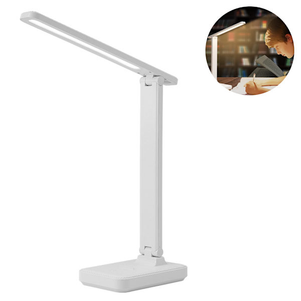 LED Skrivebordslampe Leselampe med USB-ladeport 3 Lysmoduser, Sensitiv Kontroll, Øye-vennlig Kontorlampe