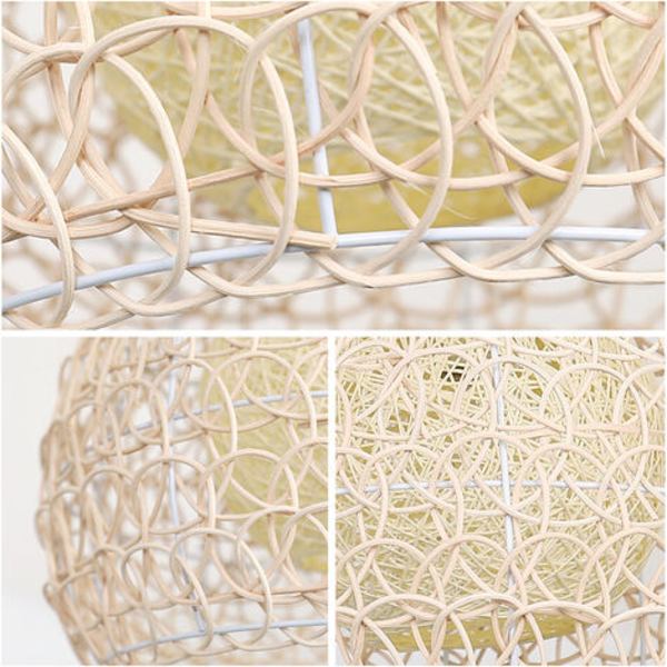 Rhafayre Lysekrone Pendellampe 25 Cm Landlig Retro Stil Håndvevd Rattan Hengelampe Bambus Lampeskjerm Stue Soverom Høydejusterbar