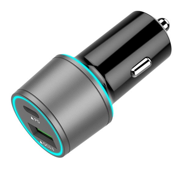 USB C-billaddare, dubbel typ-C PD-billaddare Power Delivery & Quick Charge 3.0 för iPhone 11/11 Pro/11 Pro MAX/XS/XR/X/8, iPad Pro/Air/Mini, Galaxy