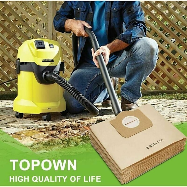 10 kpl Pölynimurin pussit 6.959-130.0 paperipusseille WD3 WD3P WD3 Premium Pölynimurin paperipölypussi A 2201 A2204 A2504