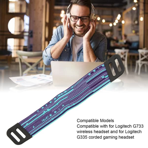 Hodebåndstropper for hodetelefoner, erstatningshodebåndstropper for Logitech G733 trådløst G335 kablet gaming headset, lilla blå