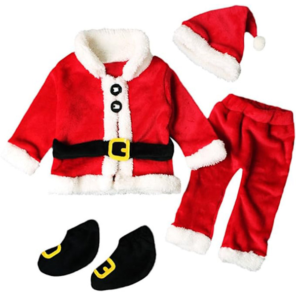 Vauvan joulupuvut, vauvan joulupukin asu, vauvan poikien tyttöjen joulupukin cosplay-asu, vauvan joulupukin takit, topit+housut+hatut+sukat, 4 kpl