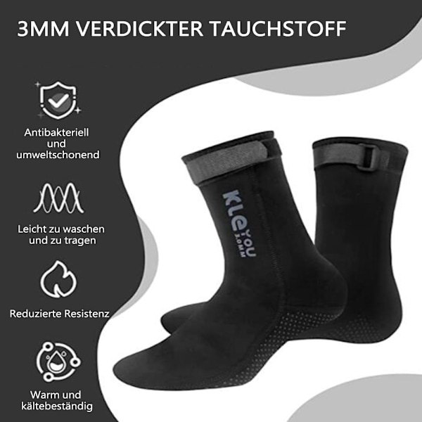 Neopren Sokker 3mm, Neopren Sokker til Mænd og Kvinder, Dykker Sokker Termiske Skridsikre Finne Sokker til Snorkling og Vandsport, Surfing, Svømning,