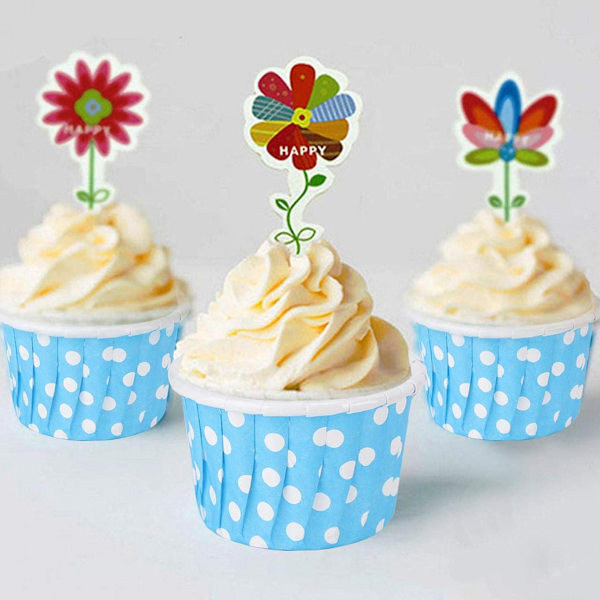 100 stk. kage cupcake muffin bagekop til fest bryllup fødselsdag julefest, blå