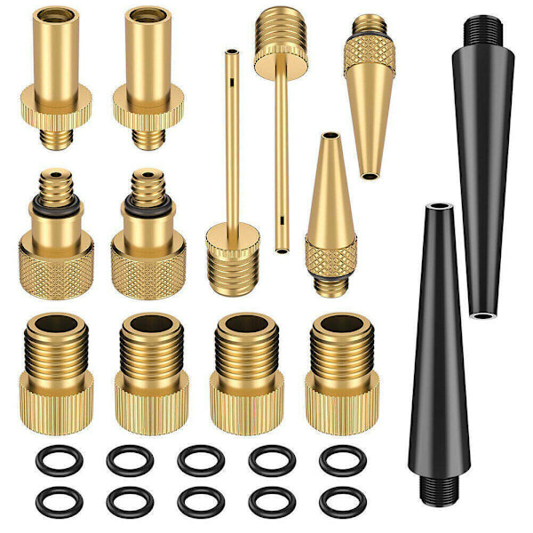 14x Cykel Däck Boll Luftpump SV AV DV Ventil Koppar Plast Adapter Set