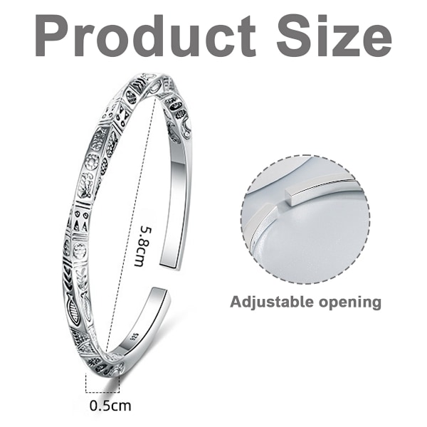 Sterling Silver Bangle Armband för Kvinnor, Handgjorda Mode Armband Smycken