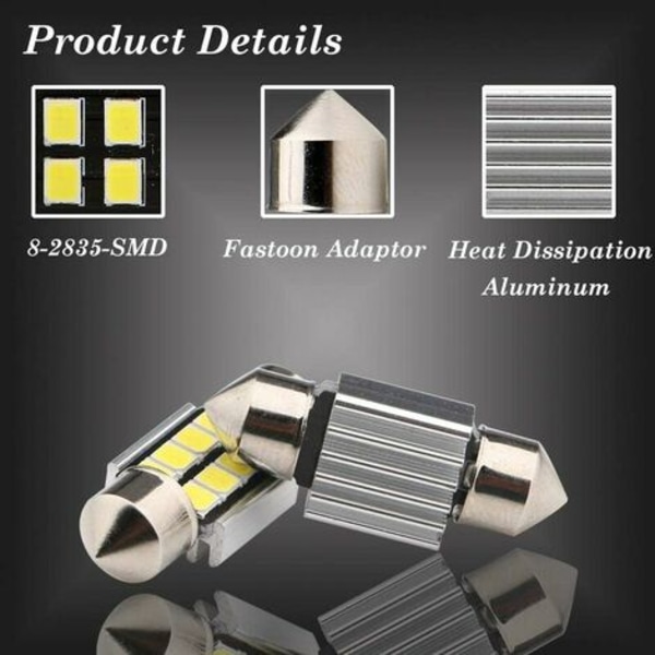 31MM C5W LED Pære LED Shuttle Pære med 2835 8SMD 6500k for Bil Taklampe DC12V 10 stk