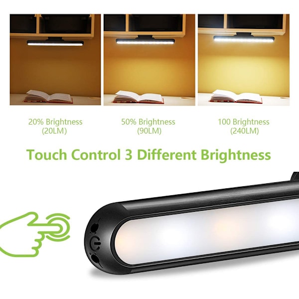 Dæmpbar Touch Lys Bar Under Lys Stick på Væg Læsning Batteridrevet LED Genopladelig Magnetisk Montering Sengegavl Selvklæbende Lampe Skab Loft