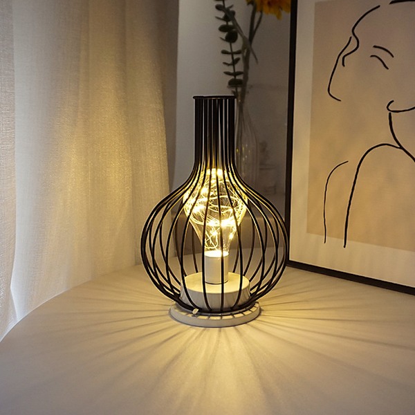 Dekorativ lampe med bur, lampe til soveværelse, køkken, bryllup