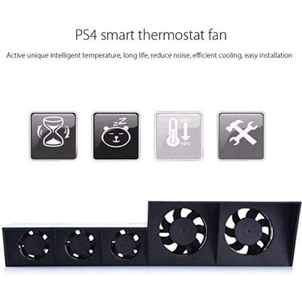 PS4-kylfläkt, USB-extern kylare 5 fläktar Turbo temperaturkontroll kylfläktar för PS4-spelkonsol