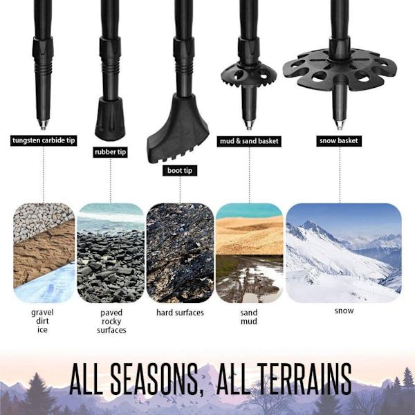 Vandrestave, foldbare trekkingstave, justerbare Nordic walking stave