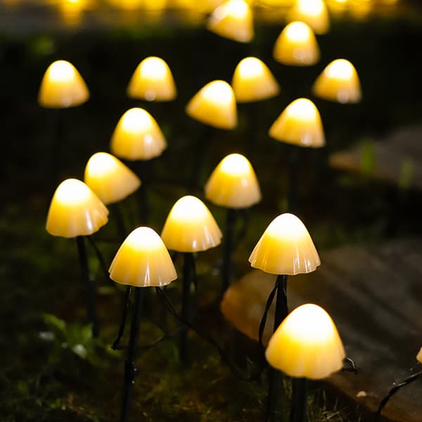 Vanntette utendørs solcellelamper, LED solcellelamper utendørs hagelys, sopp fe-lyskjede, 3,8m 12 lys