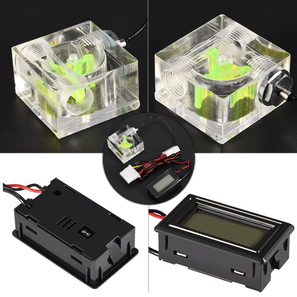 PC Datamaskin 3-veis Flow Meter Digitalt Termometer for Vannkjølingssystem Kit