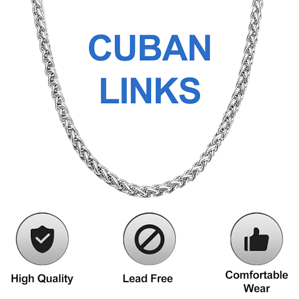 QttvbTna Cubanske Led Kæder, 5mm Herre Cubansk Led Kæde Halskæde Rustfrit Stål Hip Hop Halskæder, Hals Led Kæder til Mænd Kvinder, Gave til Kvinder Mænd