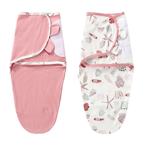 Säckpåse baby swaddle kläder baby swaddle tygpaket med 2 swaddle filt gjord av 100% ekologisk bomull universell justerbar sovsäck filt