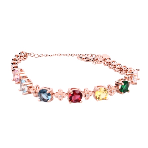 Glittrande färgglada strassarmband för kvinnor, utsökt, moderiktigt, elegant silverarmband, smycken i roséguld