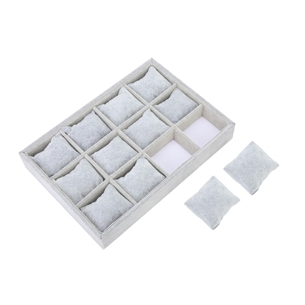 12 rutnät klockförvaringslåda armband fodral arrangör smyckendisplay behållare med kudde