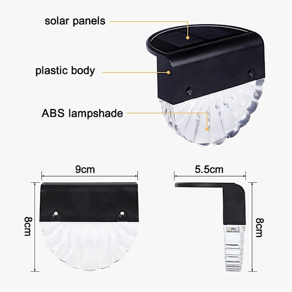 Vanntette Solcellelamper Hagedekorasjon, LED Solcellehagelamper for Terrasse, Hage og Trappetrinn, Solcellelampe med 2 Moduser - Varm Hvit/Fargeskiftende