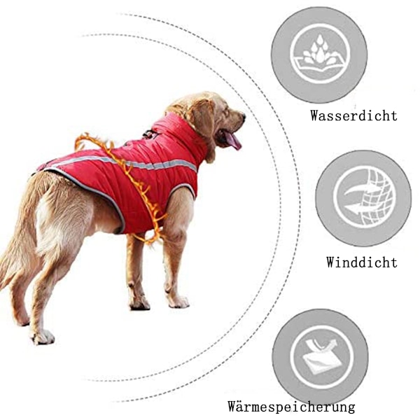 Vattentät hundkappa vinter varm jacka, vindtät husdjurskläder hundjacka outfit för små medelstora hundar med sele hål